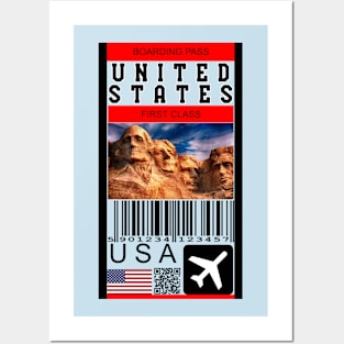 USA first class boarding pass Posters and Art